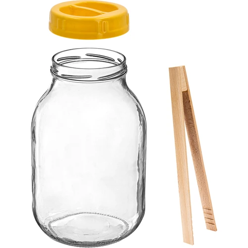 Vaso in vetro twist-off 3 L, pinze e tappo in plastica Ø 100, con manico - 2