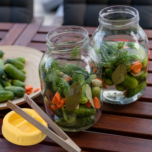 Vaso in vetro twist-off 3 L, pinze e tappo in plastica Ø 100, con manico - 6