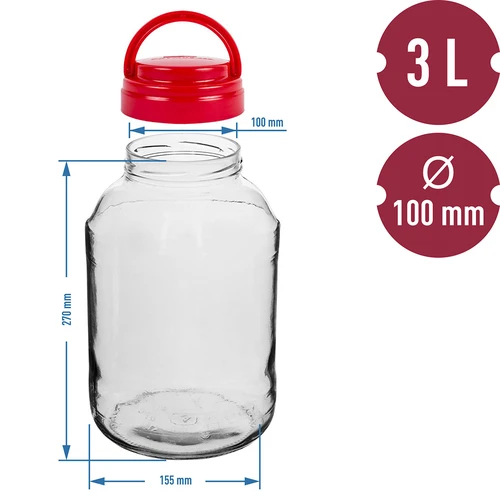 Vaso TO 3 L e coperchio fi 100 con manico - 6