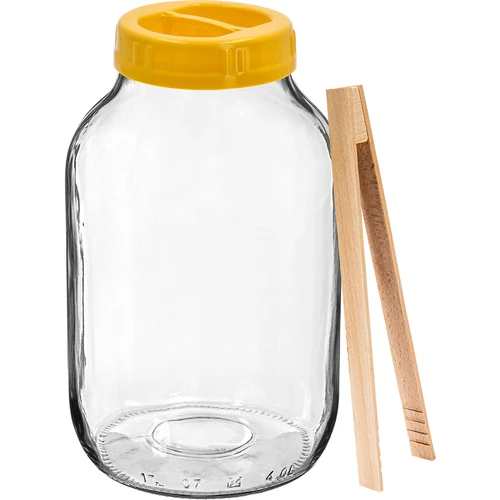 Vaso TO 4 L, pinze e coperchio in plastica Ø 100, con manico