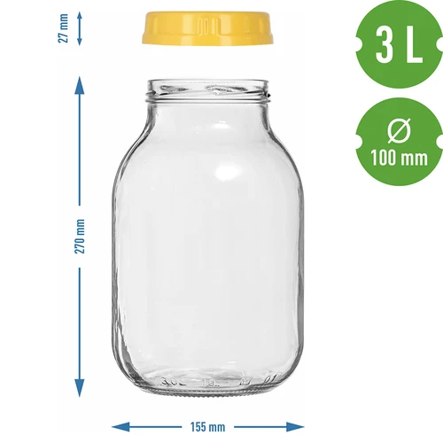 Vaso twist-off 3 L con tappo in plastica Ø 100, con manico - 7