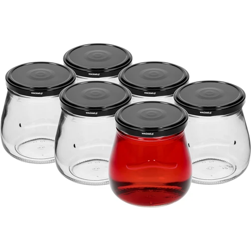 Vaso twist-off 500ml "Anfora Invertita" con coperchio nero fi 82/6, 6 pezzi - 2