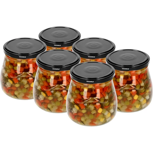 Vaso twist-off 500ml "Anfora Invertita" con coperchio nero fi 82/6, 6 pezzi - 4