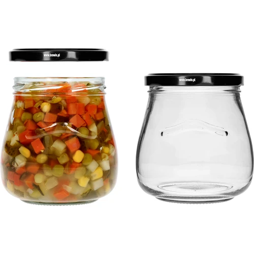 Vaso twist-off 500ml "Anfora Invertita" con coperchio nero fi 82/6, 6 pezzi - 6