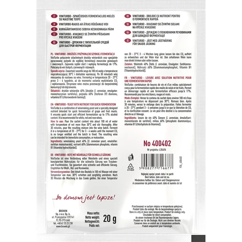ViniTurbo - lievito per fermentazione rapida, 20 g - 2