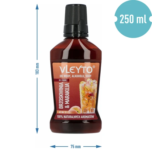 VLEYTO Brzoskwinia & Marakuja – esencja smakowa z naturalnymi aromatami, 250 ml - 5