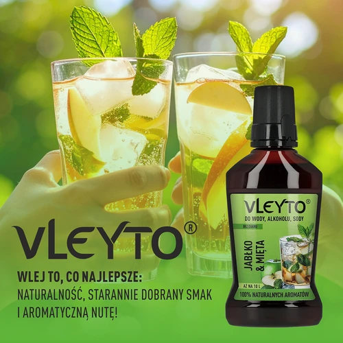 VLEYTO Mięta & Jabłko – esencja smakowa z naturalnymi aromatami, 250 ml - 6