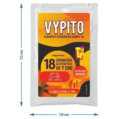VYPITO 12%, saszetka na 18 drinków - Mandarynka, 126g - 4