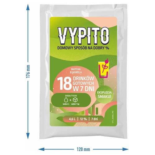 VYPITO 12%, saszetka na 18 drinków - Matcha-Morela, 126g - 4
