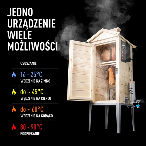 Wędzarnia ogrodowa drewniana 200 L – dragON Wood 100E z elektrycznym modułem grzejnym i sterownikiem - 4