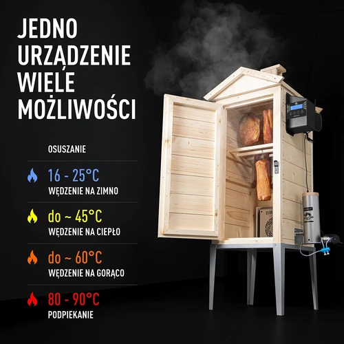 Wędzarnia z Wi-Fi, 200 L- dragON WOOD 100IQ z elektrycznym modułem grzejnym i sterownikiem - 5