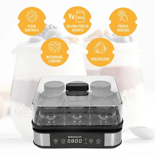 Yogurtiera con termostato, 9 vasetti, 1,6 L - 13