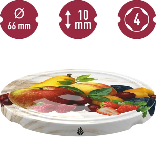 Zakrętka fi 66/4 owoce na białym tle - 10 szt. - 3