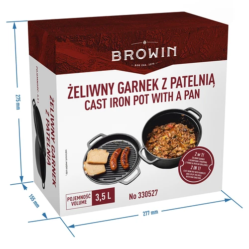 Żeliwny garnek z patelnią, 3,5 L - 9