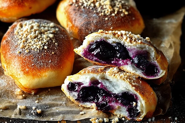 Panini dolci ai mirtilli fatti in casa - morbidi, soffici e pieni di mirtilli!